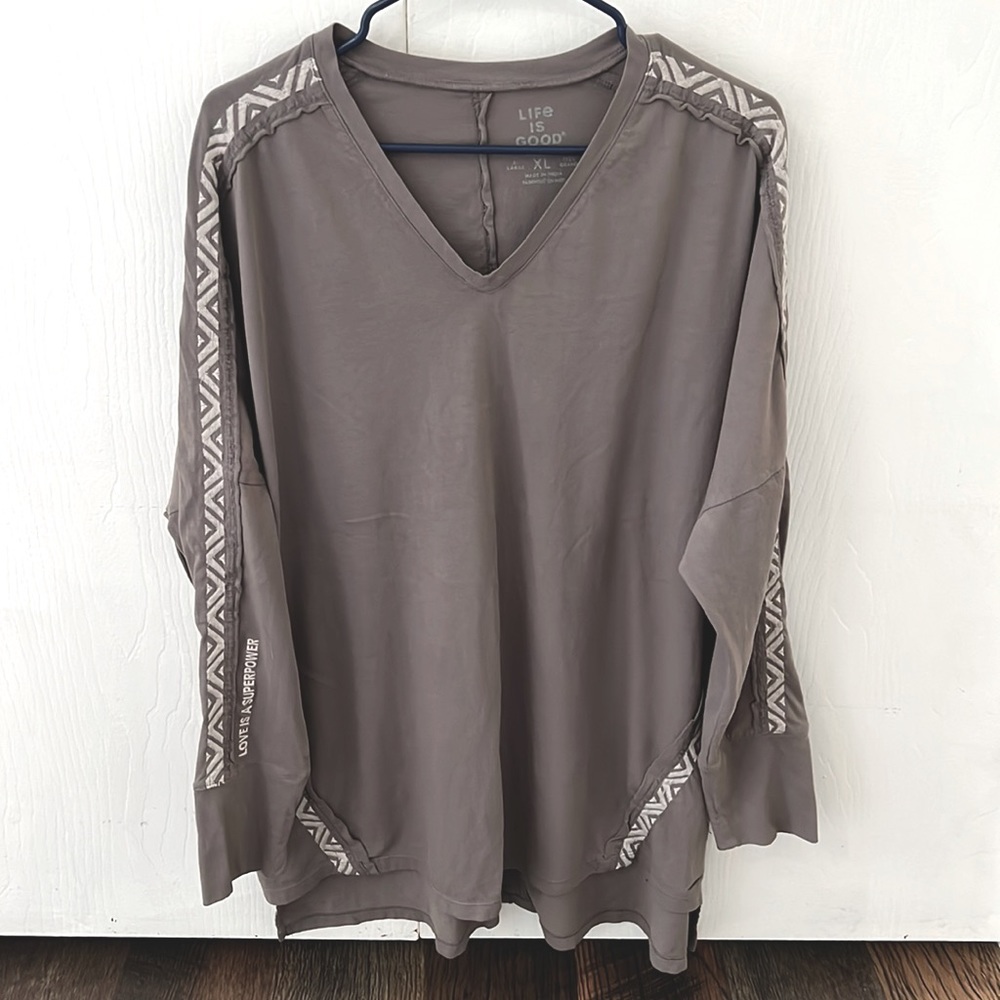 Life is Good Embroidered Long Sleeve Top- Rare!